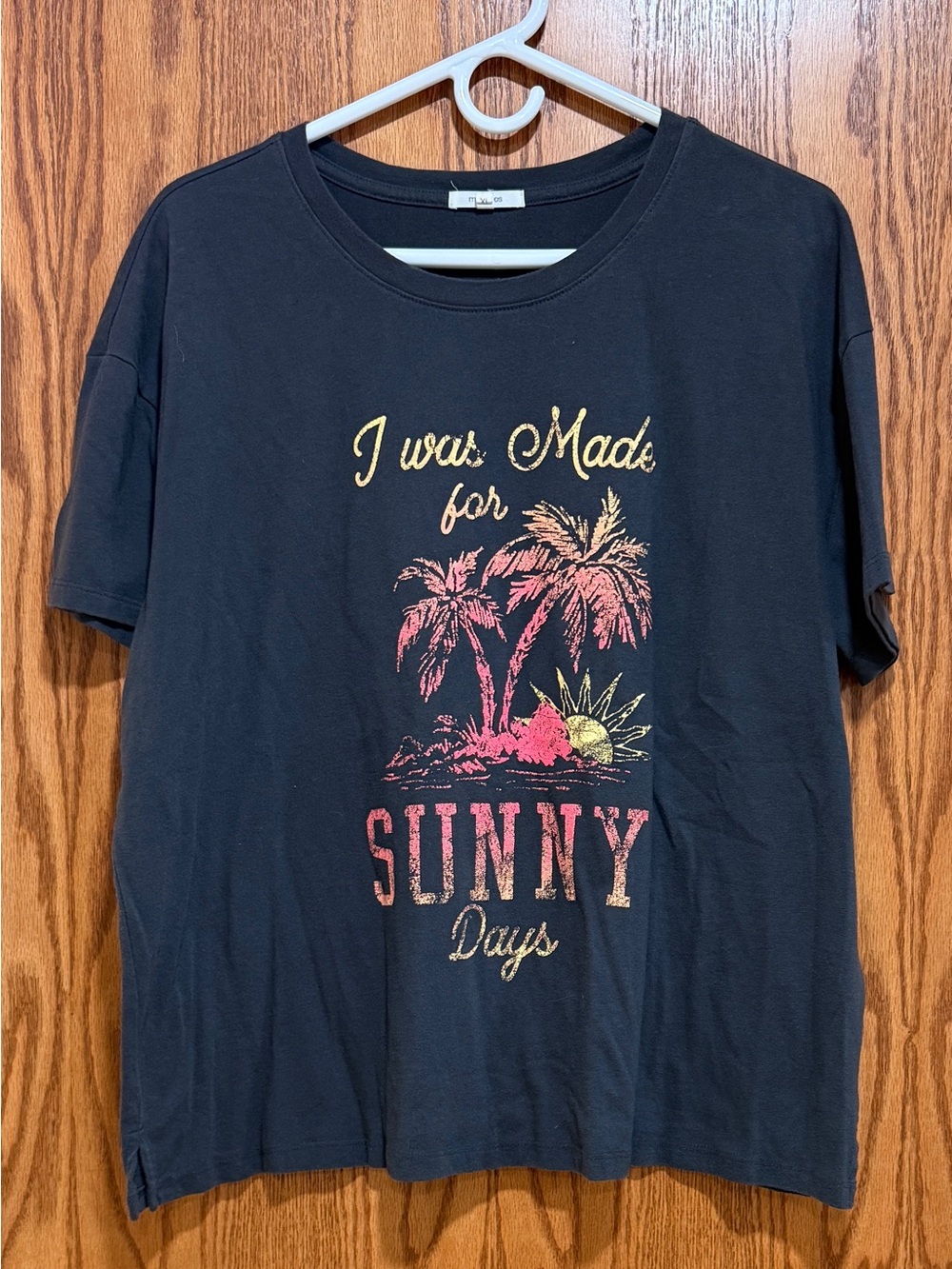 Maurices Black Tee with Pink and Yellow Graphic